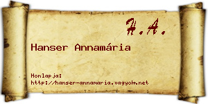Hanser Annamária névjegykártya